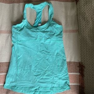 Lululemon teal workout tank with built in bra